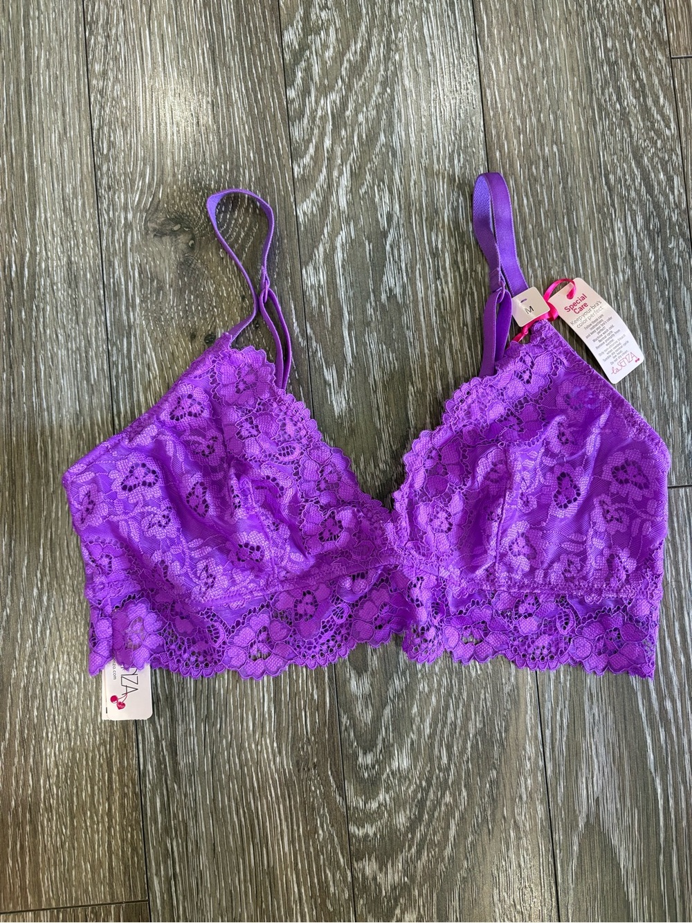 La SENZA Vibrant Purple Lace Bralette - Floral Softcup